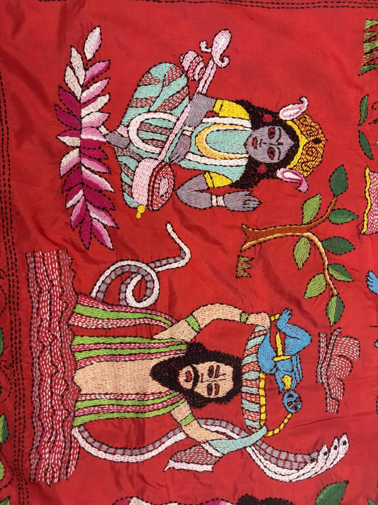 Krishna ji Kantha work wall hanging