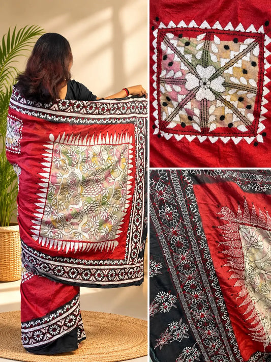 Kantha Stitch Saree