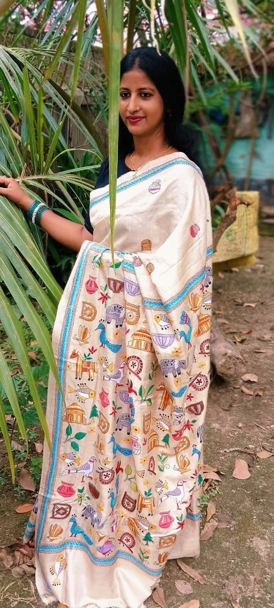 Gachi by gachi tussar silk saree made by Masuma khatun