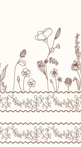 Close-up of floral Kantha embroidery on hem and back yoke of camp shirt
