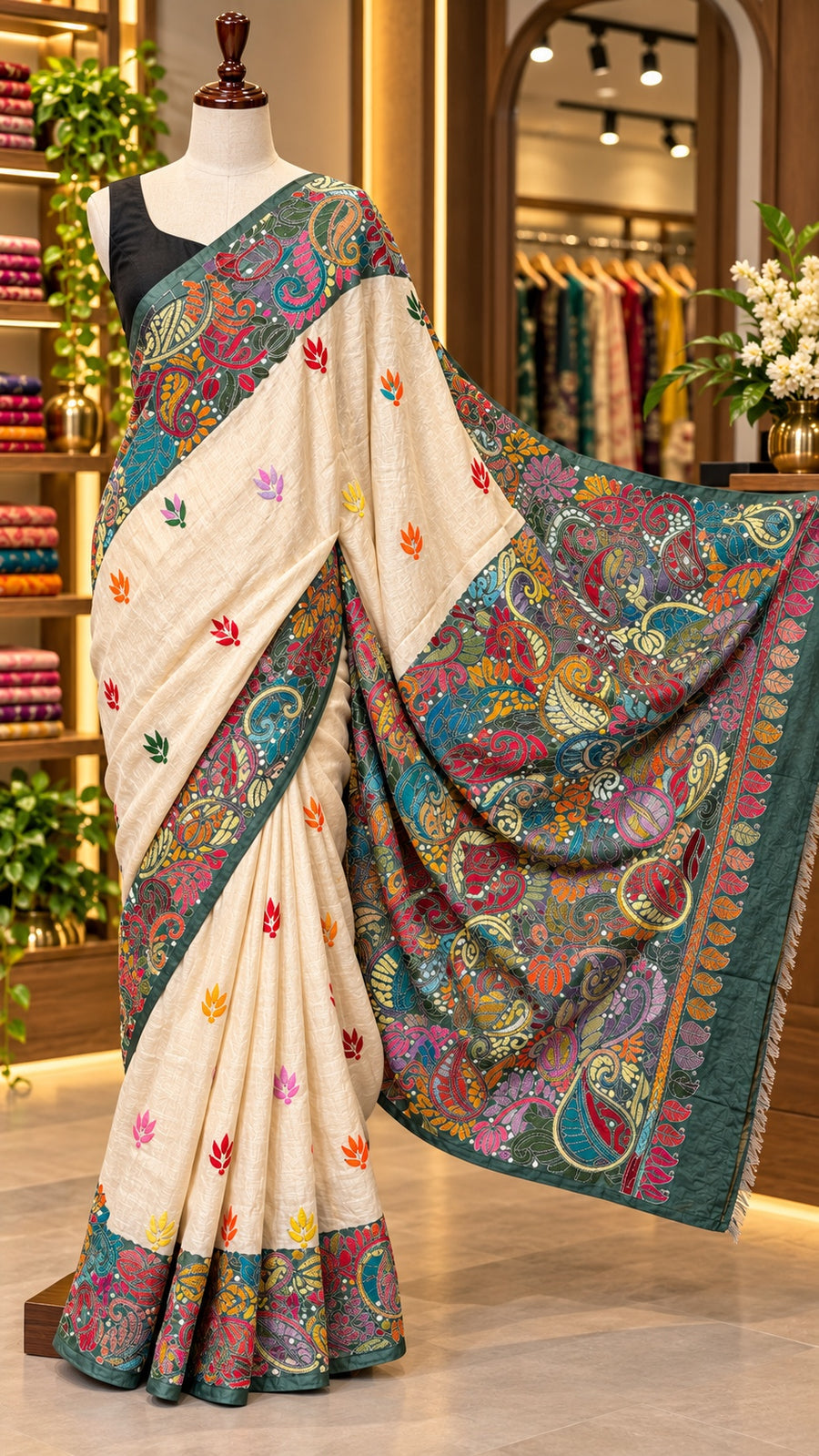 Gachi Tussar Kantha Saree