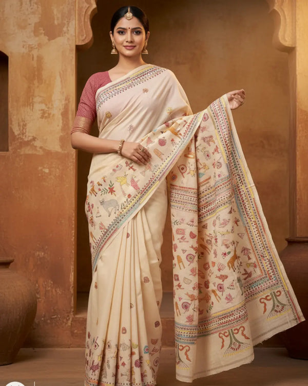 Gachi Tussar Silk Saree with Blouse Piece