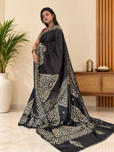 Black Blended Bangalore Silk Kantha Saree