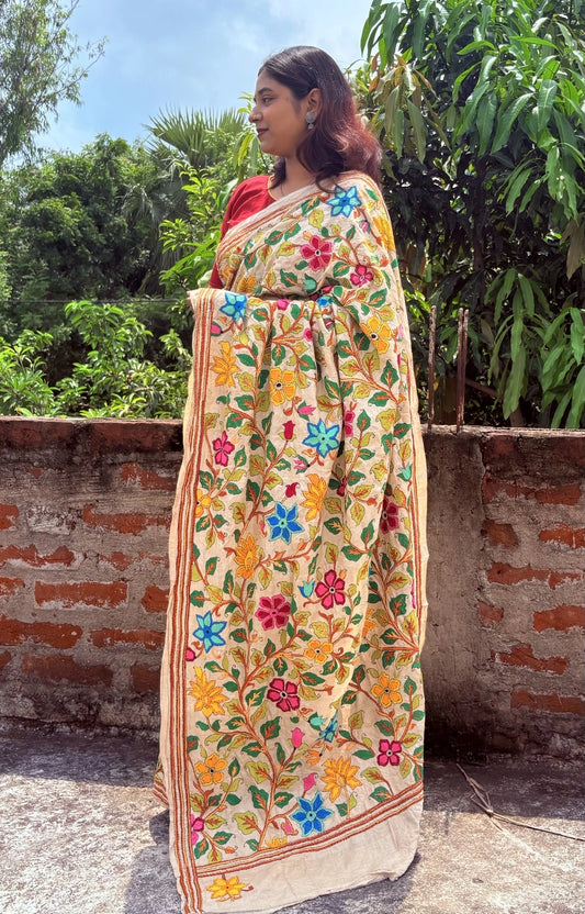 Gachi by gachi tussar silk Kantha Saree With blouse pic