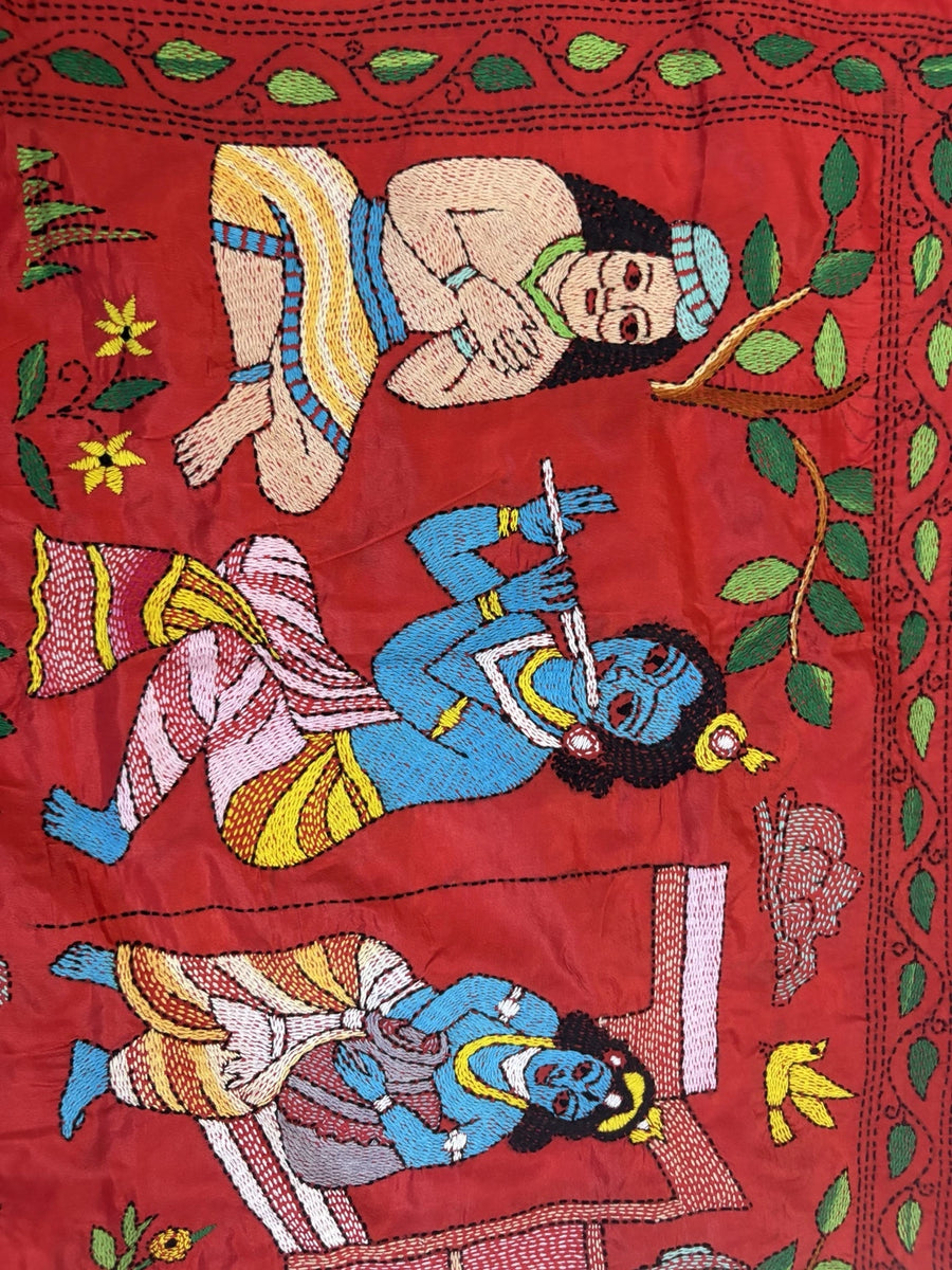 Krishna ji Kantha work wall hanging