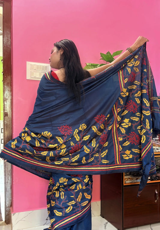 Blended Bangalore Silk Kantha Saree