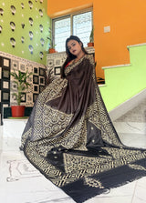 Black Blended Bangalore Silk Kantha Saree
