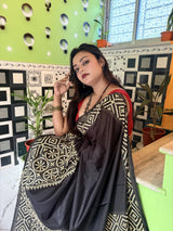 Black Blended Bangalore Silk Kantha Saree
