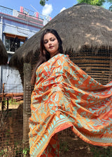 Orange Blended Bangalore Silk Kantha Saree