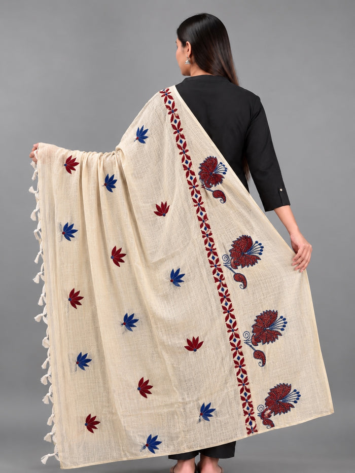 Cotton Kantha Stitch Dupatta By Generational Artisans