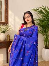 Blue Blended Bangalore Silk Kantha Saree