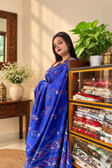 Blue Blended Bangalore Silk Kantha Saree